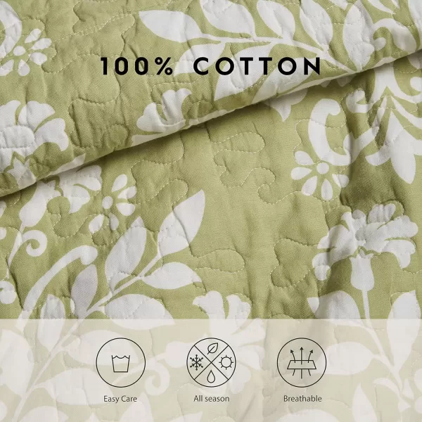 Laura Ashley Rowland Collection Quilt Set100 Cotton Reversible All Season Bedding with Matching Shams PreWashed for Added Comfort Twin SageLaura Ashley Rowland Collection Quilt Set100 Cotton Reversible All Season Bedding with Matching Shams PreWashed for Added Comfort Twin Sage