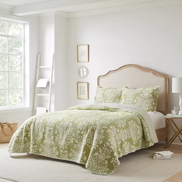 Laura Ashley Rowland Collection Quilt Set100 Cotton Reversible All Season Bedding with Matching Shams PreWashed for Added Comfort Twin SageLaura Ashley Rowland Collection Quilt Set100 Cotton Reversible All Season Bedding with Matching Shams PreWashed for Added Comfort Twin Sage