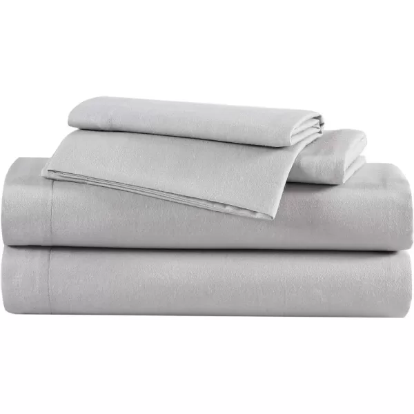 Eddie Bauer  Queen Sheets Cotton Flannel Bedding Set Brushed for Extra Softness Cozy Home Decor White QueenGrey