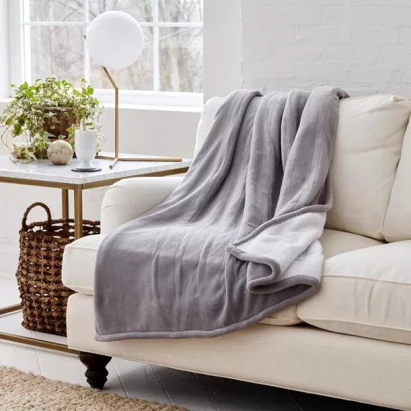 Eddie Bauer  Smart Heated Electric Throw Blanket  Reversible Sherpa  Hands Free Control  WiFi Only 24GHz  Compatible with Alexa Google iOS Android  KhakiGray