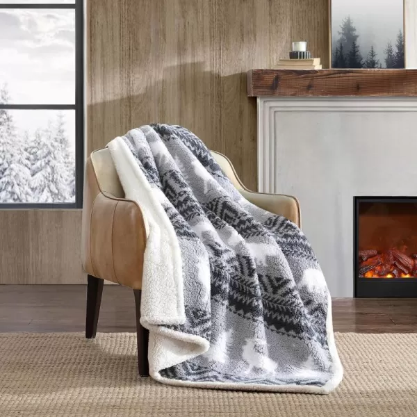 Woodland Fair Isle Grey/White Throw