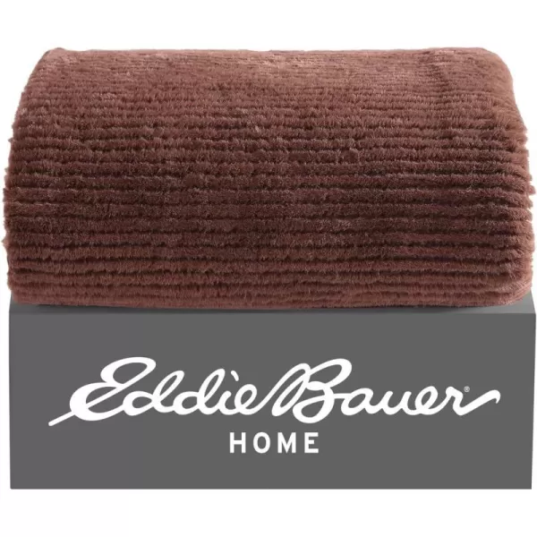 Eddie Bauer  Throw Blanket Soft Plush Bedding with Micromink Reverse Cozy Home Decor for Bed or Couch Textured Solid Red 50 x 60Textured Solid Brown