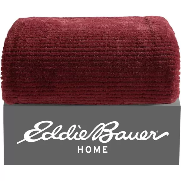 Eddie Bauer  Throw Blanket Soft Plush Bedding with Micromink Reverse Cozy Home Decor for Bed or Couch Textured Solid Red 50 x 60Textured Solid Red