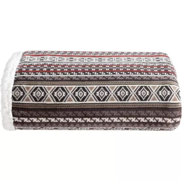 Eddie Bauer  Throw Blanket Super Soft Reversible Sherpa Fleece Bedding Ideal Christmas ampamp White Elephant Gifts Cozy Plaid Home Decor Fair Isle Peak ThrowSycamore RedCharcoalWhite