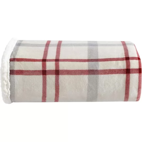 Eddie Bauer  Throw Blanket Super Soft Reversible Sherpa Fleece Bedding Ideal Christmas ampamp White Elephant Gifts Cozy Plaid Home Decor Fair Isle Peak ThrowNew Castle RedGreyIvory