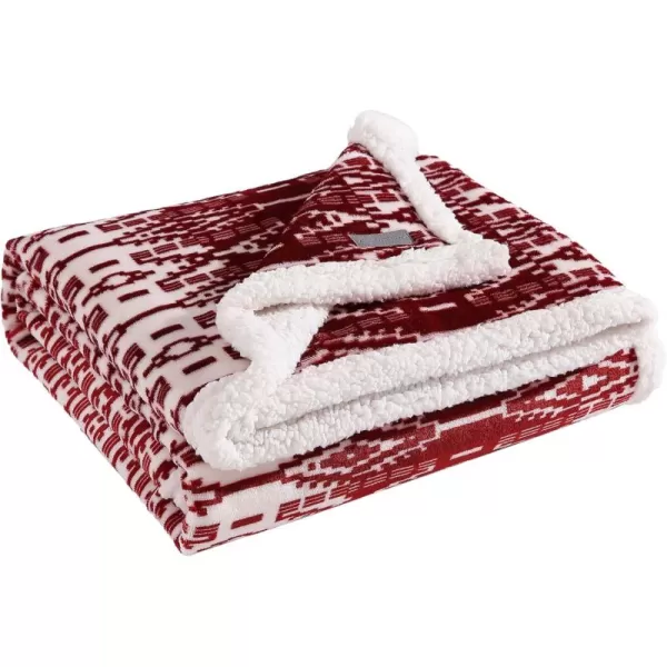 Eddie Bauer  Throw Blanket Super Soft Reversible Sherpa Fleece Bedding Ideal Christmas ampamp White Elephant Gifts Cozy Plaid Home Decor Fair Isle Peak ThrowSan Juan Red ClayWhite