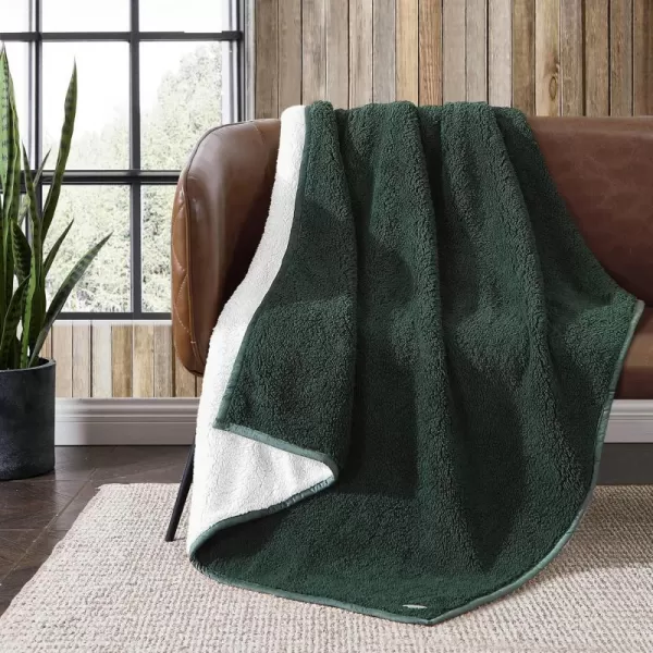 Eddie Bauer  Throw Blanket Ultra Soft Plush Sherpa Home Decor Reversible BiColored Bedding GreenWhite 50 x 60Throw Green