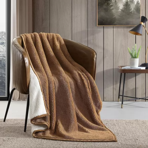 Eddie Bauer  Throw Blanket Ultra Soft Plush Sherpa Home Decor Reversible BiColored Bedding GreenWhite 50 x 60Throw Solid BrownIvory