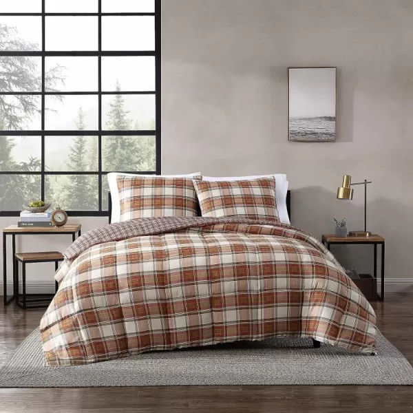 Eddie Bauer  Twin Comforter Set Reversible Alt Down Bedding with Matching Sham Breathable Home Decor for All Seasons Edgewood RedBeige TwinComforter Set King Red