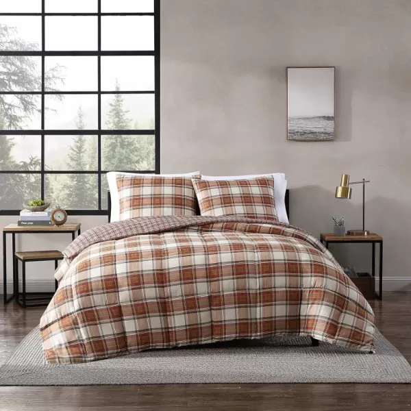 Eddie Bauer  Twin Comforter Set Reversible Alt Down Bedding with Matching Sham Breathable Home Decor for All Seasons Edgewood RedBeige TwinComforter Set Twin Red