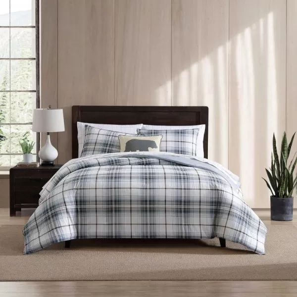 Eddie Bauer  Twin Comforter Set Reversible Cotton Bedding with Matching Sham Plaid Home Decor for All Seasons Alder BlueGrey TwinKing Alder BlueGrey