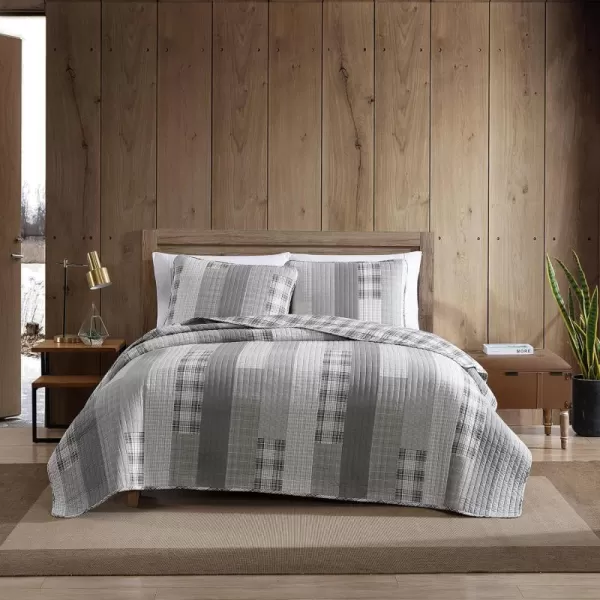 Eddie Bauer  Twin Quilt Set Cotton Reversible Bedding with Matching Sham Home Decor for All Seasons Fairview Grey TwinFairview GreyIvory King