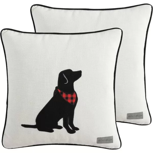 Eddie Bauer Appliqued Throw Pillow Cover Set Buffalo Plaid Home Dcor Decorative Pillows for Couch Cabin Plaid Dog RedBlack 2 Piece20 x 20 Cabin Plaid Dog RedBlack