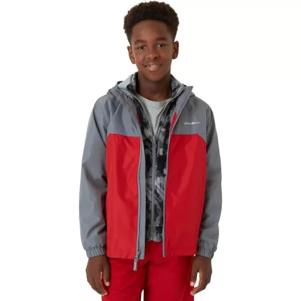 Eddie Bauer Boys Rain Jacket  Lone Peak Waterproof 3in1 Insulated Windbreaker Coat with Removable Fleece Lining 520Crimson