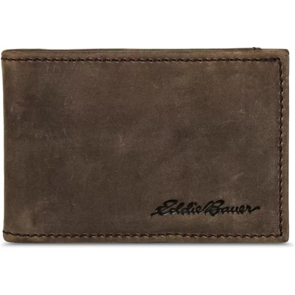 Eddie Bauer Embossed Sasquatch Leather Money Clip Bifold Wallet with RFID Protection  TanEddie Bauer Embossed Sasquatch Leather Money Clip Bifold Wallet with RFID Protection  Tan