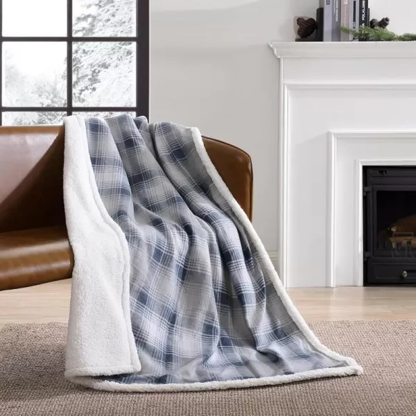 Eddie Bauer Home Brushed Throw Blanket Reversible Sherpa amp Brushed Fleece Lightweight Decor for Bed or Couch Nordic RaisinThrow Nordic Midnight