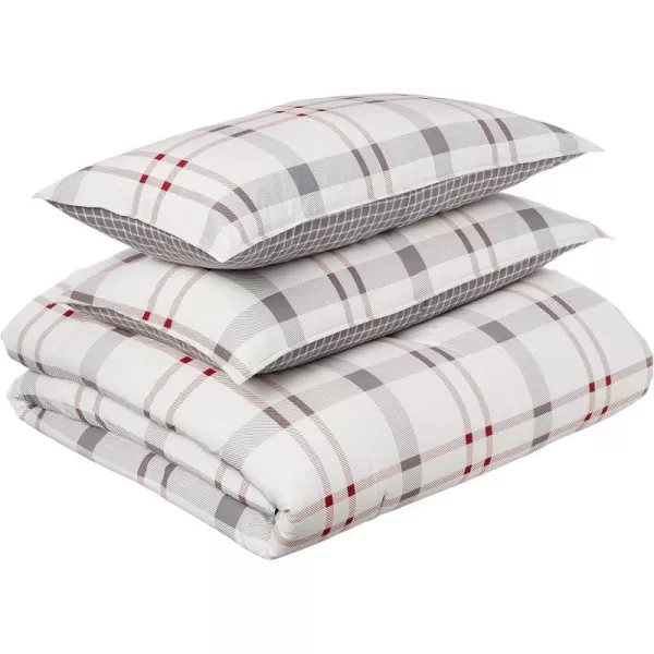 Eddie Bauer Home Portage Bay Collection 100 Cotton Soft  Cozy Premium Quality Plaid Comforter with Matching Shams FullQueen GreyKing