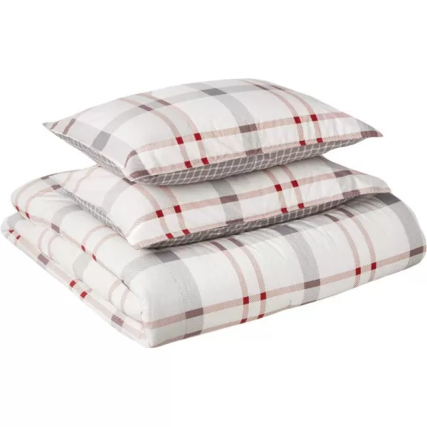 Eddie Bauer Home Portage Bay Collection 100 Cotton Soft  Cozy Premium Quality Plaid Comforter with Matching Shams FullQueen GreyQueen