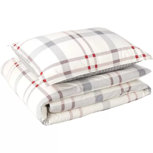 Eddie Bauer Home Portage Bay Collection 100 Cotton Soft  Cozy Premium Quality Plaid Comforter with Matching Shams FullQueen GreyTwin