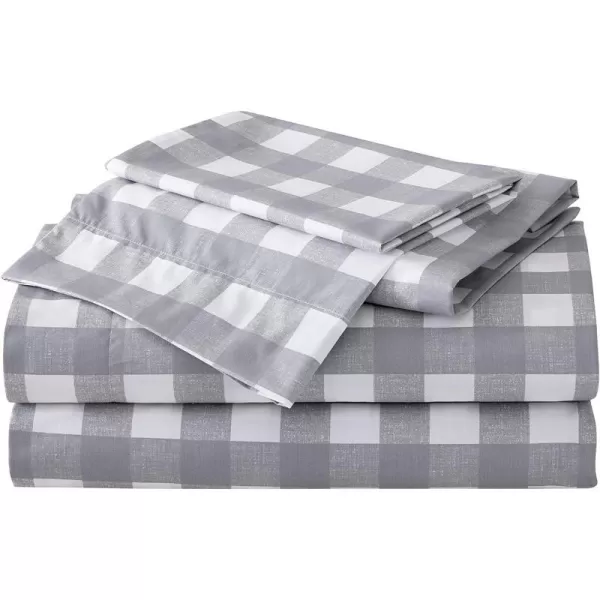 Eddie Bauer Home Sheets Cotton Percale Bedding Set Crisp  Cool Stylish Home Decor4 pcs Queen Northern Plaid GreyWhiteLakehouse Plaid