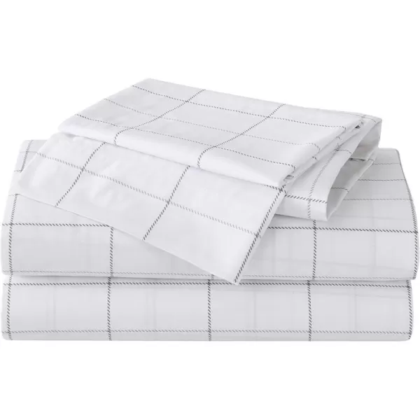 Eddie Bauer Home Sheets Cotton Percale Bedding Set Crisp  Cool Stylish Home Decor4 pcs Queen Northern Plaid GreyWhiteNorthern Plaid