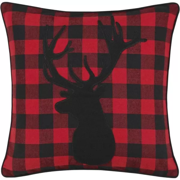 Eddie Bauer Home Throw Pillow with Zipper Closure Perfect Home Decor for Bed or Sofa 16 x 20 Elk CharcoalBlackCabin Plaid Stag RedBlack 1 Count Pack of 1