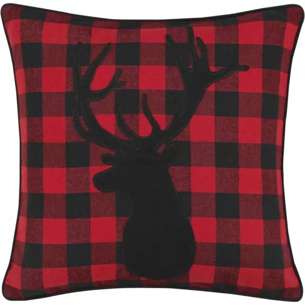 Eddie Bauer Home Throw Pillow with Zipper Closure Perfect Home Decor for Bed or Sofa 16quot x 20quot Bear Twill BlackCabin Plaid Stag RedBlack