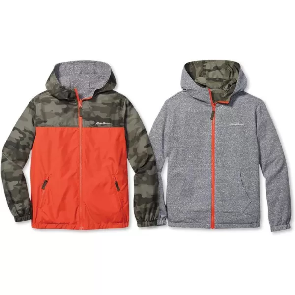 Eddie Bauer Kids Reversible Jacket  Full Zip Hooded Windbreaker Water Repellent Jacket for Boys and Girls XSXLCamo