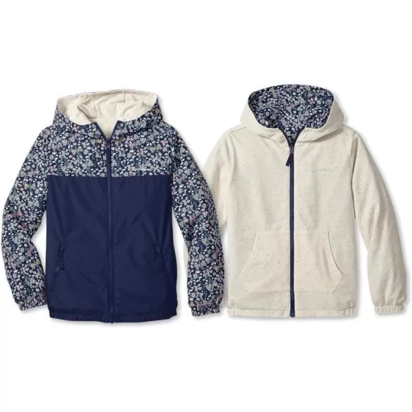 Eddie Bauer Kids Reversible Jacket  Full Zip Hooded Windbreaker Water Repellent Jacket for Boys and Girls XSXLDeep Blue