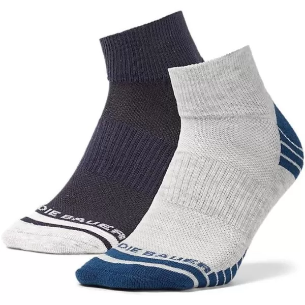 Eddie Bauer Mens Active Pro COOLMAX Quarter Socks  2 PackPacific Blue