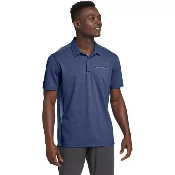 Eddie Bauer Mens Adventurer ShortSleeve Polo ShirtTall Med Indigo Blue