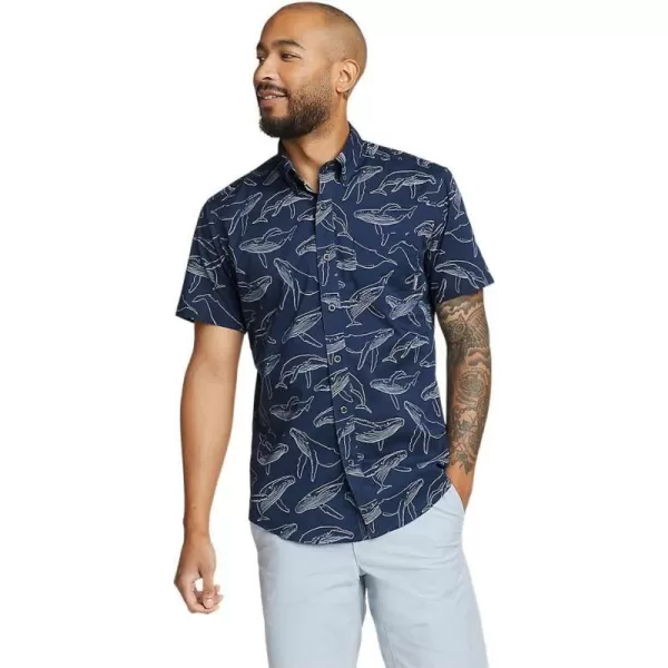 Eddie Bauer Mens Baja ShortSleeve Shirt  PrintRegular Marina