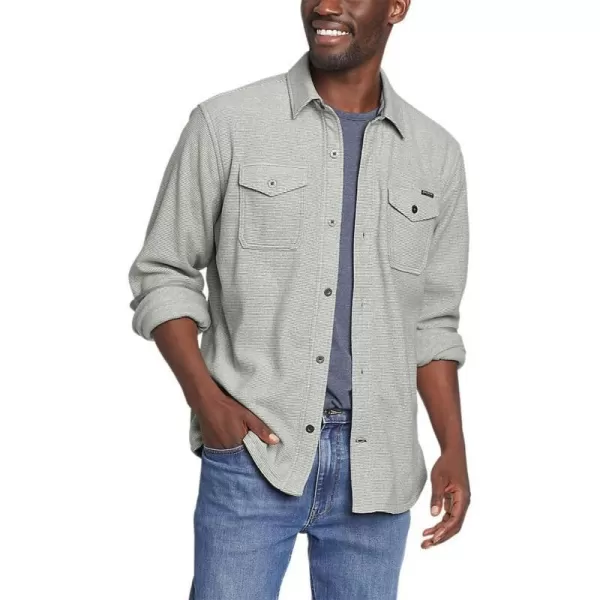 Eddie Bauer Mens Chutes Microfleece Shirt  StripeTall Lt Gray