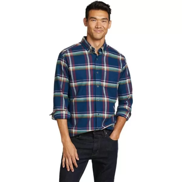 Eddie Bauer Mens Eddies Favorite Classic Fit Flannel Shirt  PlaidCadet