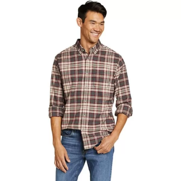 Eddie Bauer Mens Eddies Favorite Classic Fit Flannel Shirt  PlaidRegular Heather Gray