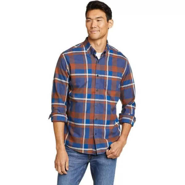 Eddie Bauer Mens Eddies Favorite Classic Fit Flannel Shirt  PlaidRegular Navy Heather