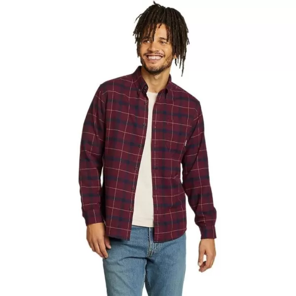 Eddie Bauer Mens Eddies Favorite Classic Fit Flannel Shirt  PlaidTall Berry