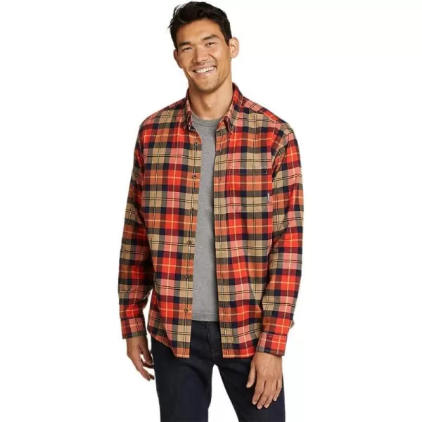 Eddie Bauer Mens Eddies Favorite Flannel Relaxed Fit Shirt  PlaidTall Bright Red