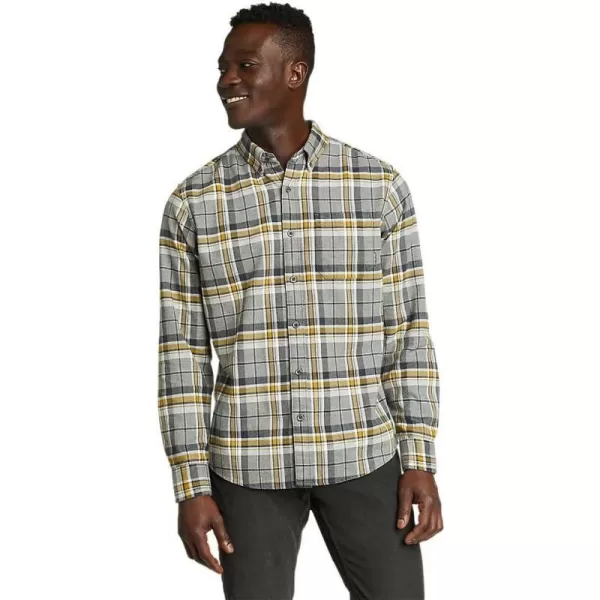 Eddie Bauer Mens Eddies Favorite Flannel Relaxed Fit Shirt  PlaidTall Lt Charcoal Htr