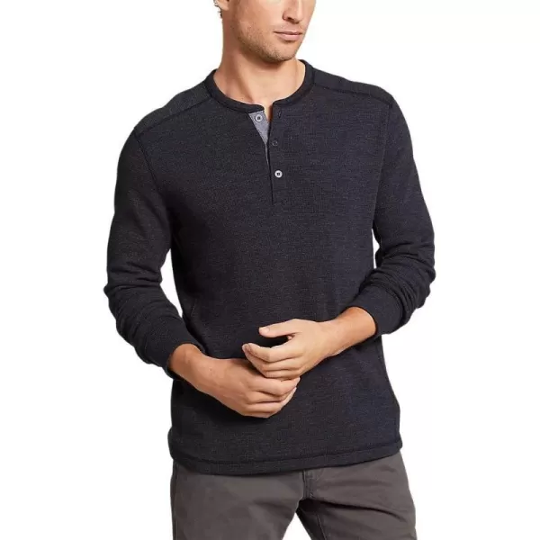 Eddie Bauer Mens Eddies Favorite Ultrasoft Thermal HenleyRegular Faded Black