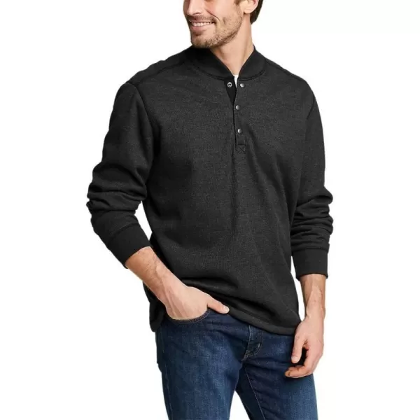 Eddie Bauer Mens Faux ShearlingLined Thermal HenleyRegular Black