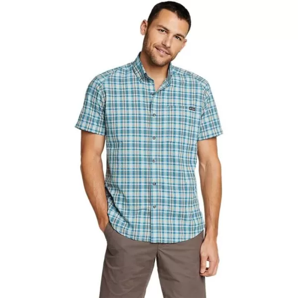 Eddie Bauer Mens Pack It Seersucker ShortSleeve ShirtCeladon