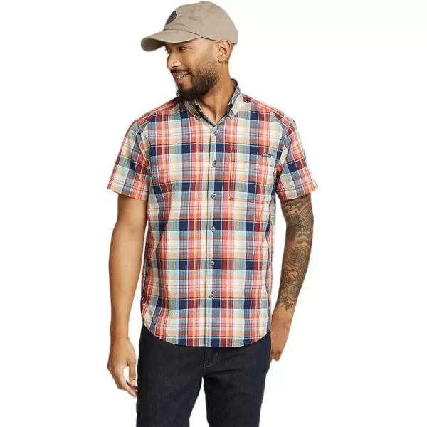 Eddie Bauer Mens Pack It Seersucker ShortSleeve ShirtRed