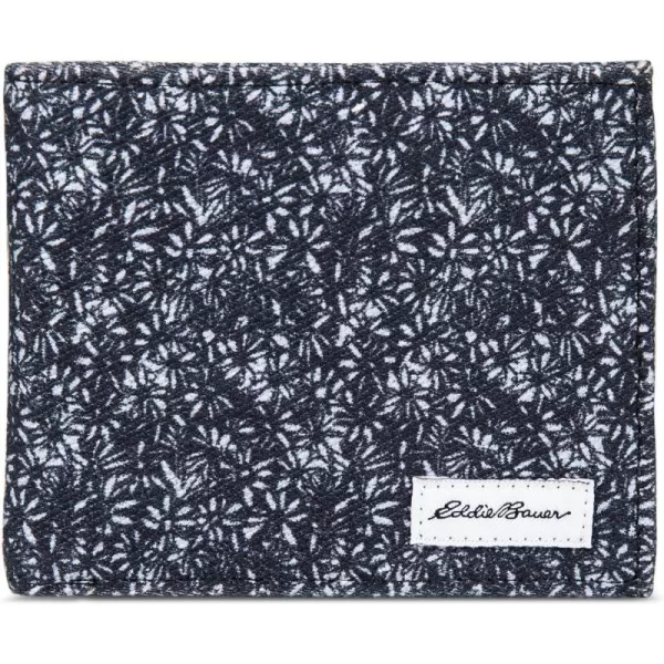 Eddie Bauer Mens Pioneer Printed Cotton Canvas Bifold WalletBlue