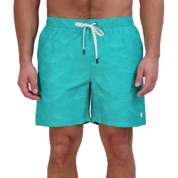 Eddie Bauer Mens SPF 50 Volley Swim Trunk  Fun Designs Comfortable and Stylish 7 InseamTurquoise Green