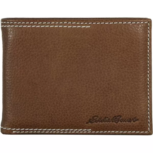 Eddie Bauer Mens Signature Top Stitch Leather Bifold Passcase Wallet with 6 Card Slots and RFID Protection Tan One SizeEddie Bauer Mens Signature Top Stitch Leather Bifold Passcase Wallet with 6 Card Slots and RFID Protection Tan One Size