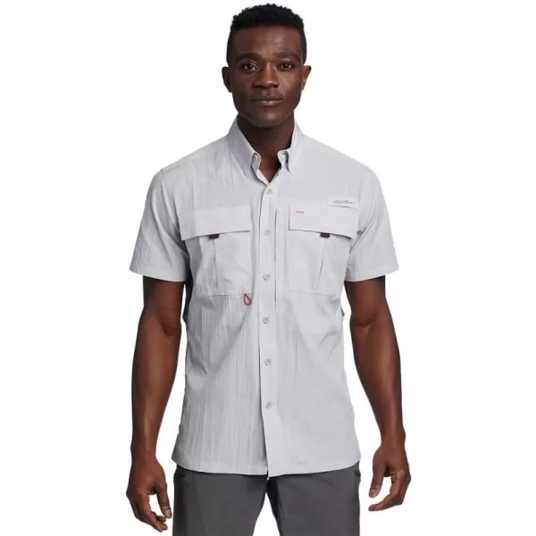 Eddie Bauer Mens UPF Guide 20 ShortSleeve ShirtLt Gray