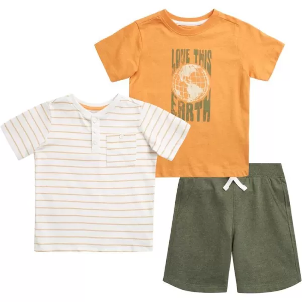 Eddie Bauer Toddler Boys Shorts Set  3 Piece TShirt and Sweat Shorts  Casual Playwear Outfit for Toddlers 2T4TOrange