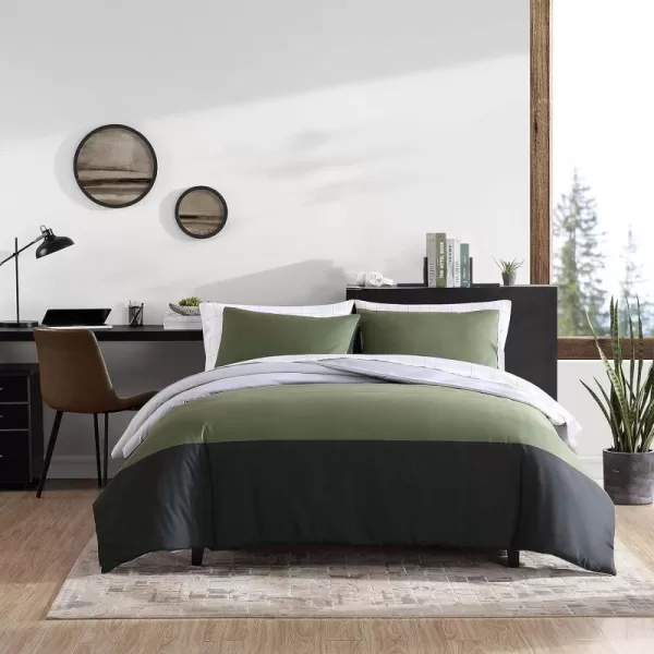 Eddie Bauer Twin Duvet Cover Set Reversible Bedding Set with Matching Shams Casual Home Dcor Skyline Stripe Green TwinSkyline Stripe Green Queen