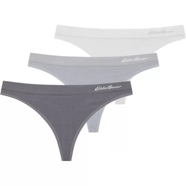 Eddie Bauer Womens Active Stretch Thong Underwear with Elastic Waistband 3 PackCastlerockMindful GrayAthletic Gray